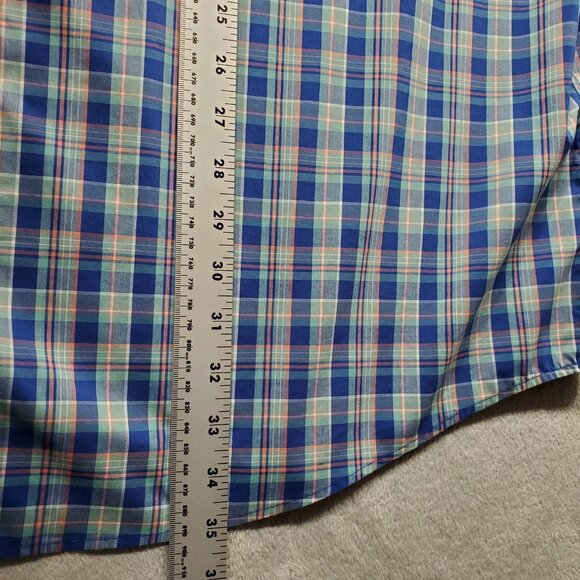 Duluth Long Sleeve Button Down Plaid Shirt 1 Pocket Blue Teal Pink Men Sz XLT - Picture 9 of 9